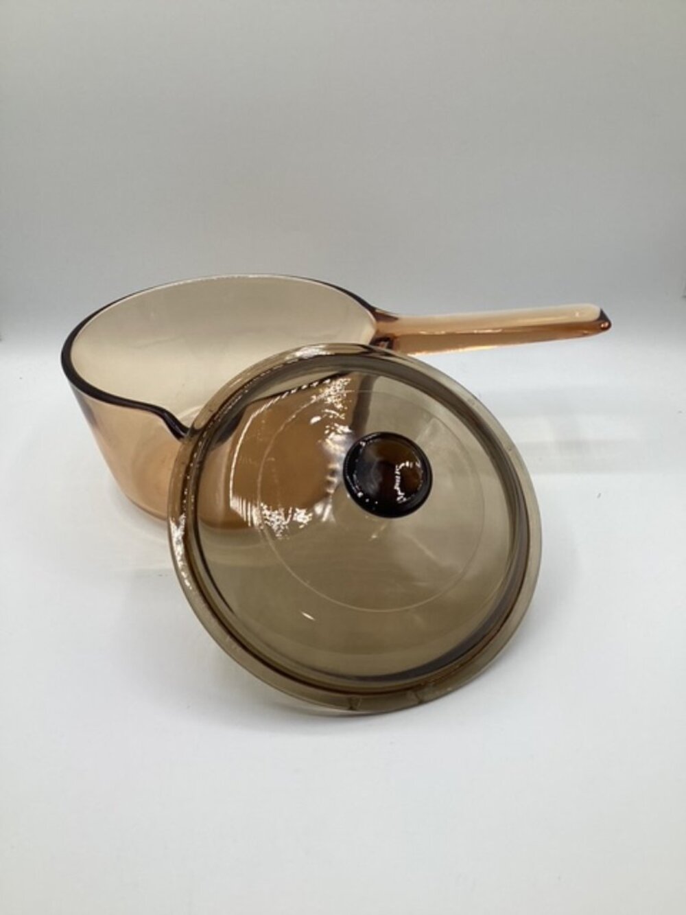 Corningware Visions Saucepan/Lid/Spout Amber Glass 1 Quart USA VTG 1980's Marked - Picture 3 of 7